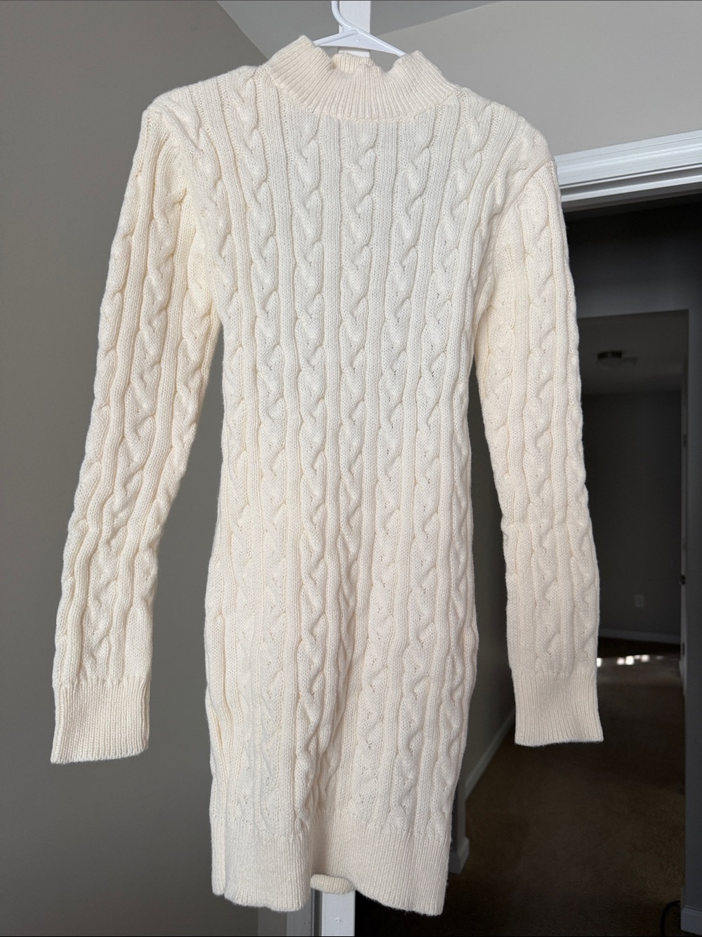 Cream Cable Knit Sweater Dress - Women